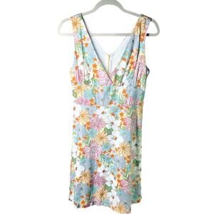 Felice Pappas Love-Life Size 6 Multicolor Floral Sheath Sleeveless Fitted Dress